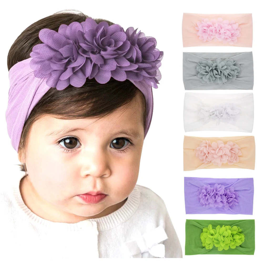 2017 New Girls Kids Hair band Newborn Hair bands Sewing 3 Flowers