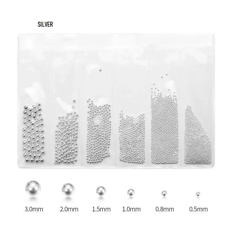 Украшения для дизайна ногтей 0,5-3,0 мм мини-икра металлические бусины из нержавеющей стали 22 г 3D микро шарик Стразы для ногтей шпилька Маникюрный Инструмент