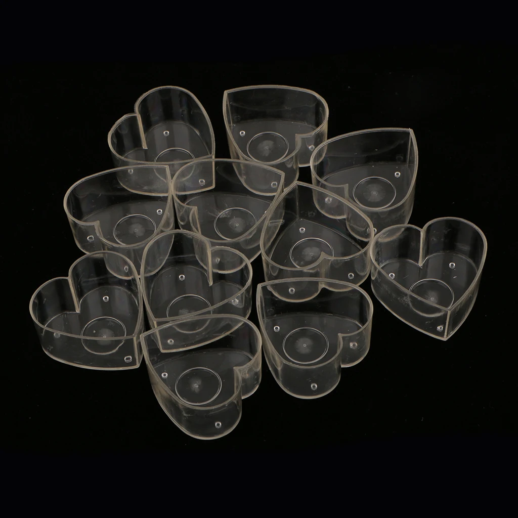 200pcs Pre-waxed Candle Wicks and 10pcs Plastic Clear Heart Tealight Cups Empty Case Container Holder for Candle Making
