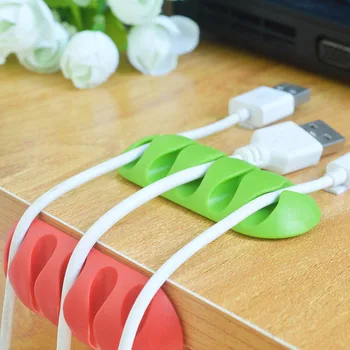 

Multipurpose Desktop Phone Cable Winder Earphone Clip Charger Organizer Management Wire Cord Fixer Silicone Holder 5 Slot Strip