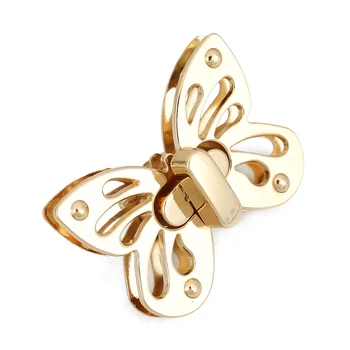 

Zinc Alloy Purse Twist Turn Lock Golden Butterfly Shape Handbag Bag Closure Locks Accessories 5.1cm X3.6cm 2.8cm X2.3cm, 1 Set