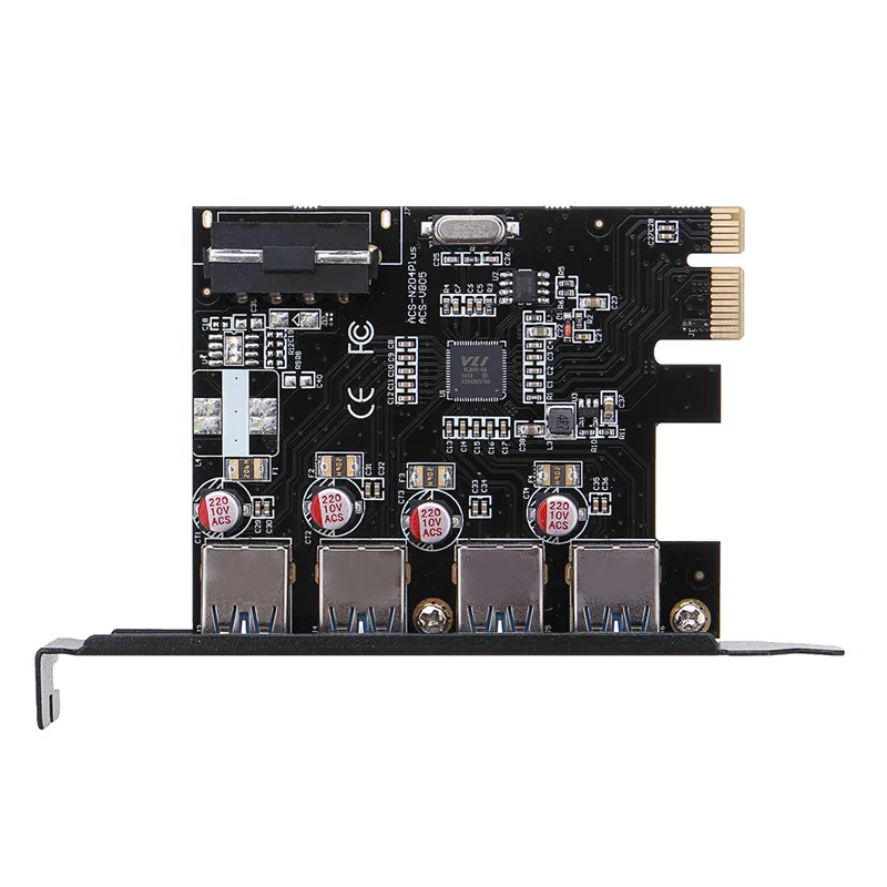 4 puertos USB 3,0 PCI-E adaptador de tarjeta de expansión 4 pines conector de alimentación para componentes de ordenador de escritorio añadir en tarjetas 4 puertos USB 3,0 PCI-E adaptador de tarjeta de expansión 4 pines conector de alimentación para componentes de ordenador de escritorio añadir en tarjetas