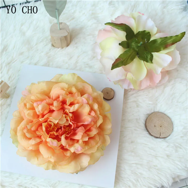 Artificial Peony Flower Head Silk Rose Wedding Wreaths White Pink Blue Fake Flowers Big Flower Heads (5)