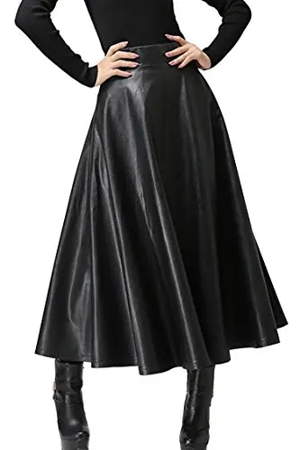 Женская Осенняя зимняя Весенняя длинная юбка миди из искусственной кожи с высокой талией