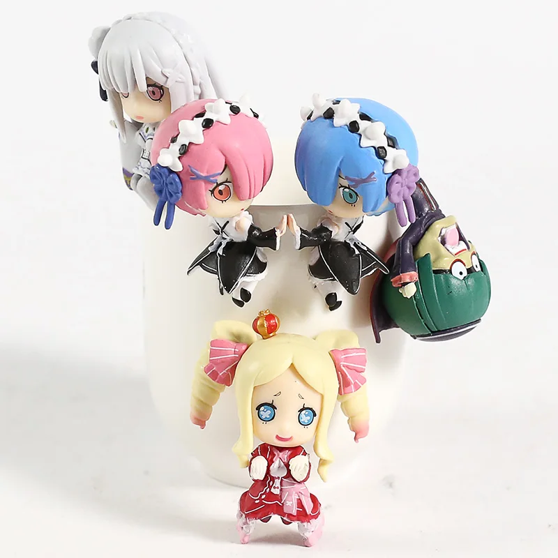 

PUTITTO Re:Starting Life In Another World From Zero Ram Rem Emilia Beatrice Petelgeuse Mini PVC Figures Toys 5pcs/set