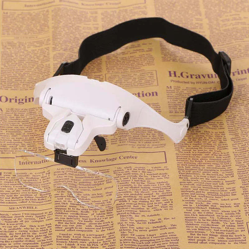 Glasses Magnifier 1.0X 1.5X 2.0X 2.5X 3.5X Adjustable 5 Lens Magnifier LED Headlight with Magnifier Glass LED Magnifier