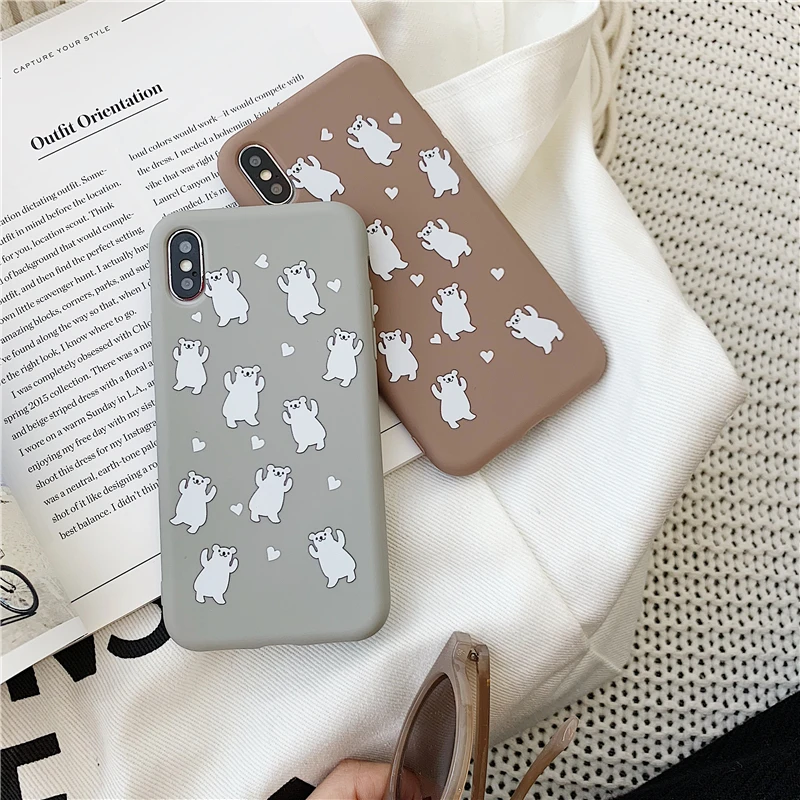 

Fashion Painting Cute Lovely White Polar Bear TPU Soft Phone Case For iPhone X XS Max XR 8 7 6 6s Plus Silicone Cover Shell Capa
