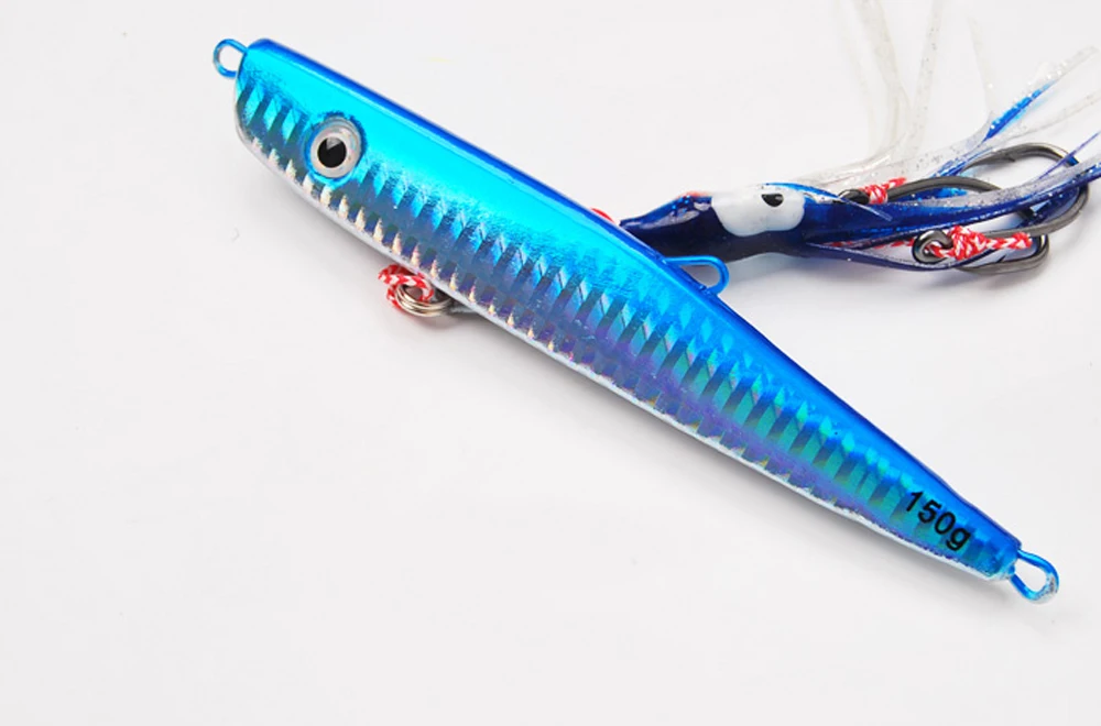  5PCS Blue Deep sea Fishing Swim squid Bass Rubber Jig Jigging Spinner bait Lure 150g