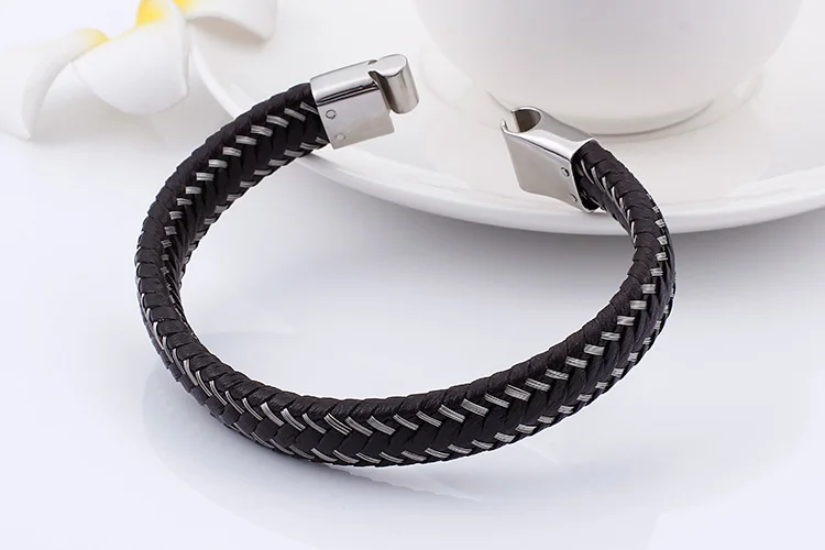 KALEN 21 см настоящий плетеный кожаный браслет для мужчин и женщин из ...