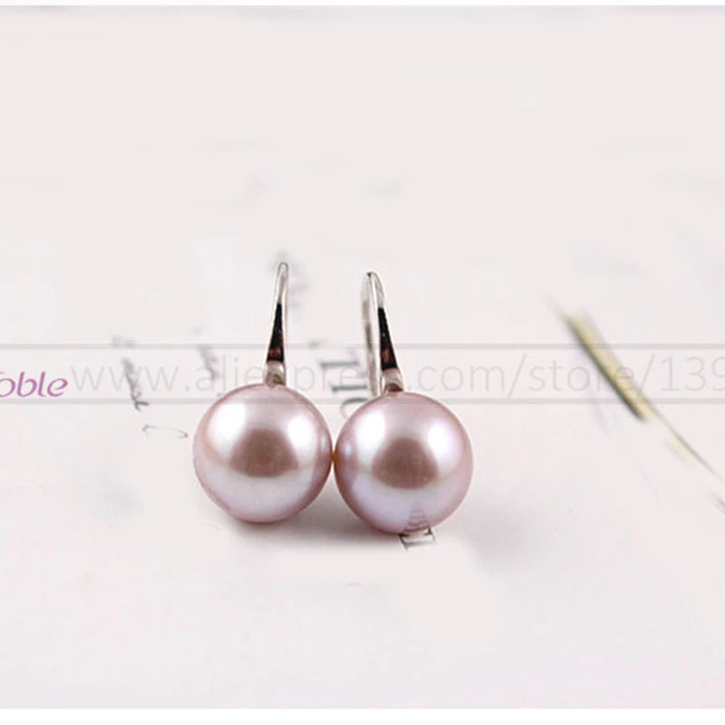 Серьги из стерлингового серебра 925 пробы с натуральным жемчугом, белые и розовые - Цвет камня: purple pearl earring