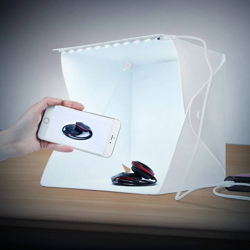 

Fosoto Portable Panels Mini Folding Studio Diffuse Soft Box With LED Light Black White Photography Background Photo Studio box