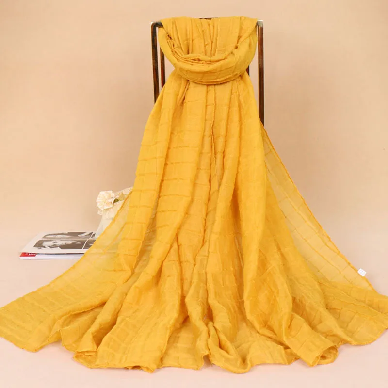 180*85 см зимний модный однотонный клетчатый рябь вискозный шарф шаль морщин Длинный мягкий Sjaal Echarpe платок для женщин мусульманские хиджабы