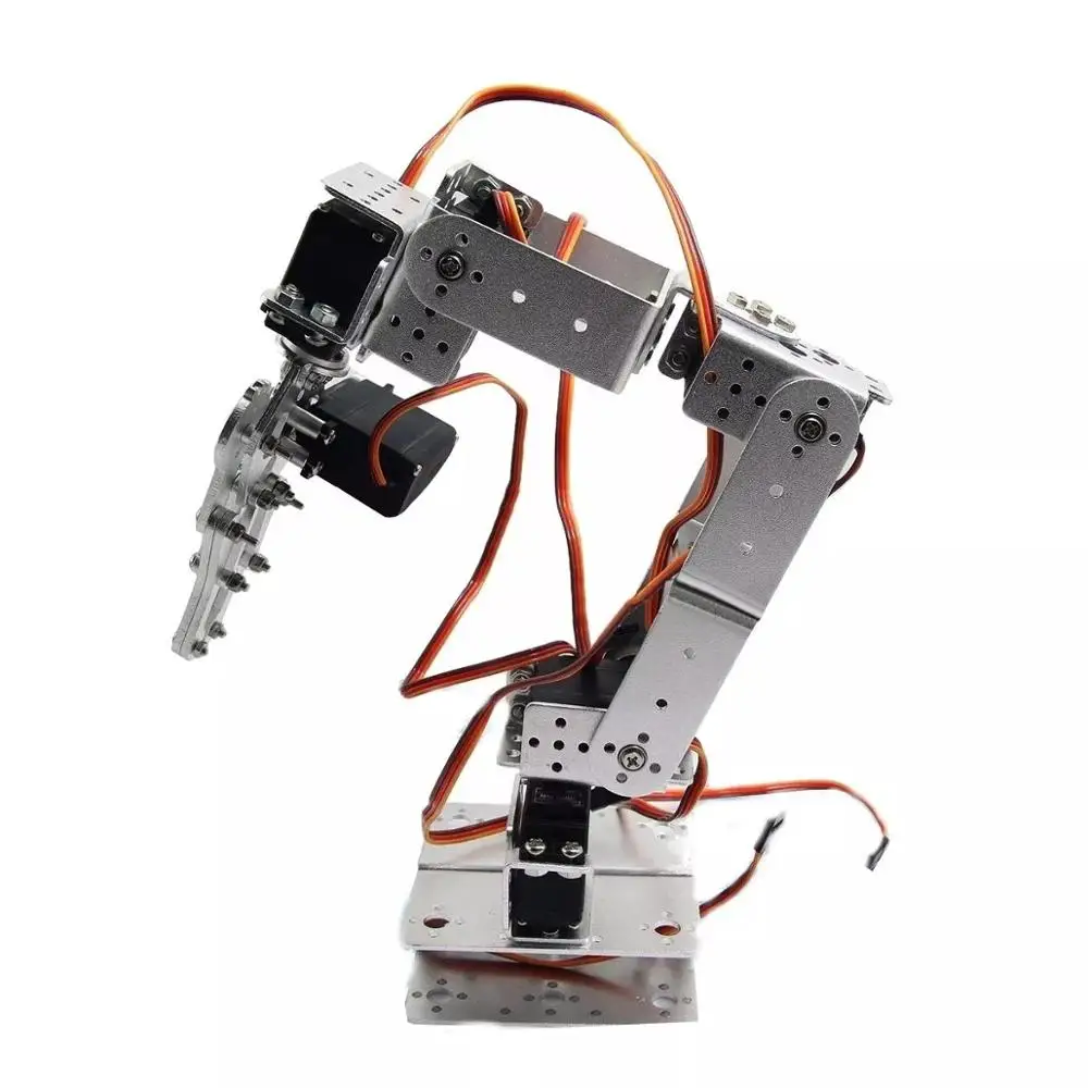 

ROT2U 6DOF Aluminium Robot Arm Clamp Claw Mount Kit With Servos For Arduino-Silver