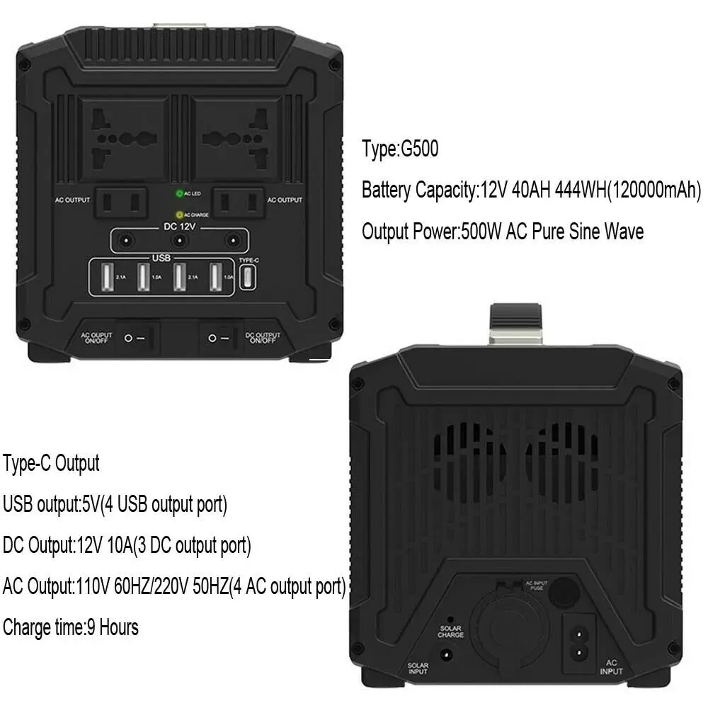 Портативный Мощность станция решетки мобильный Кемпинг 500W Солнечная электрогенерирующая Панель Мощность Системы With110v 220v AC Выход