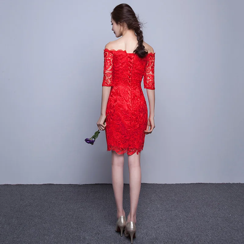 Evening Cocktail Dress SHORT MEDIUM SLEEVES LACE PARTY BANDAGE