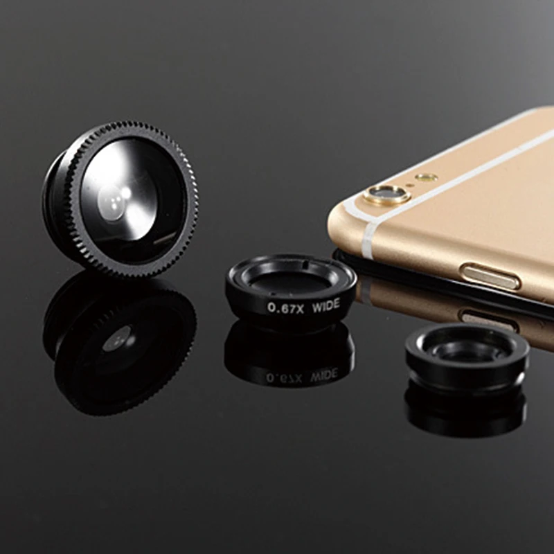 فيش عدسة 3 في 1 الهاتف المحمول العدسات السمك العين + زاوية واسعة + ماكرو عدسة الكاميرا ل iphone 7 6s plus 5s/ 5 xiaomi huawei samsung