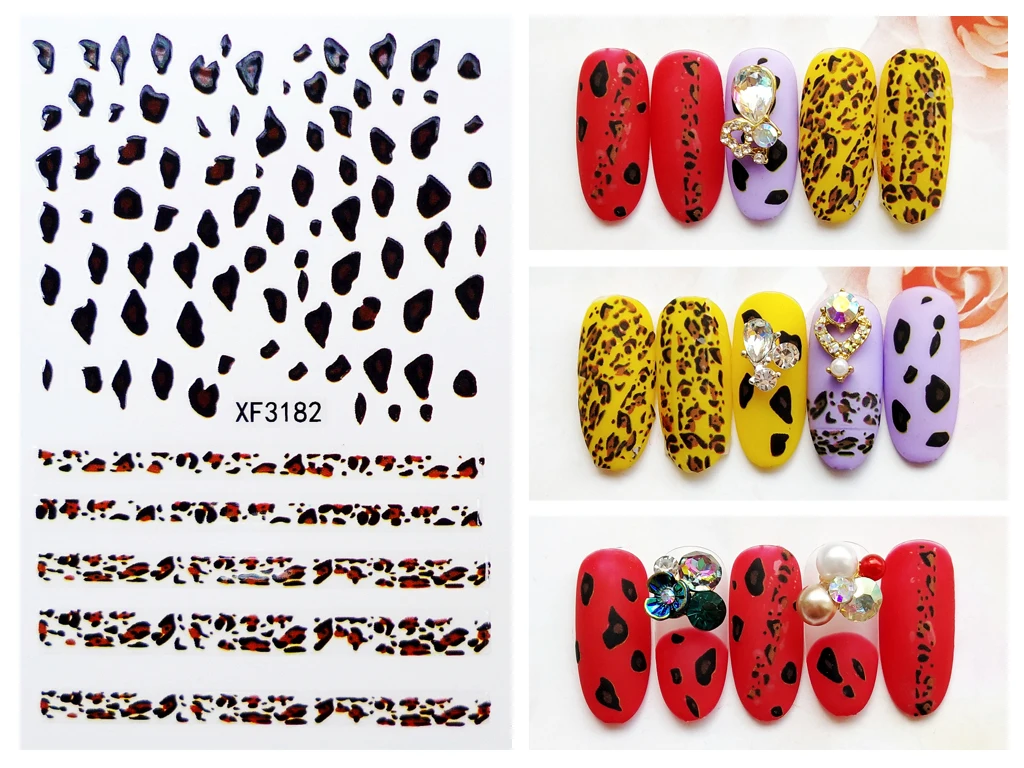 Милые леопардовые наклейки для ногтей, самоклеющиеся декоративные наклейки, наклейки для маникюра, тигра, наклейки для ногтей, наклейки с леопардовым принтом для девочек