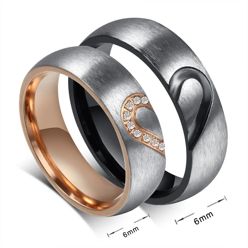 New Matching Heart Stainless Steel Wedding Rings For Men New Matching Heart Stainless Steel Wedding Rings For Men Women Promise Real Love S Crystal In Engagement From