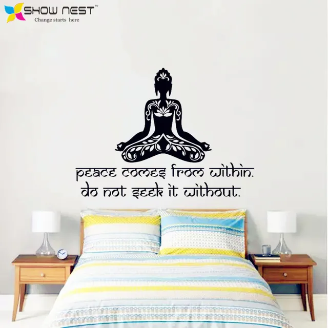 Yoga Meditation Vinyl Wall Decal Peace Comes From Within Buddha Yoga Meditation Vinyl Wall Decal Peace Comes From Within Buddha Quote Lotus
