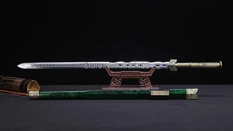 Высокое качество металлической ручкой Китайский Меч кунг-фу Han jian Double edge острый клинок из марганцевой стали