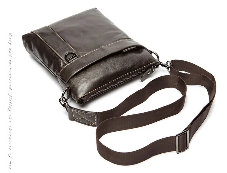 MJ Men's Shoulder Bag Genuine Leather Messenger Bag Real Leather Male Bags Solid Crossbody Handbag for Men High Capacity (6)