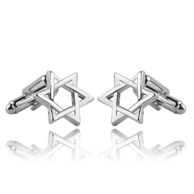 

Star of David Cufflinks French Shirt Laser Engraving Men Jewelry Unique Hexagon Star Cuff Links Men Fashion Casual Cufflinks