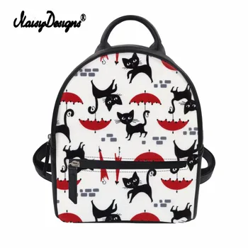 

Noisydesigns Custom Cat Patter Animal Mini Backpacks For Women Pu Leather School Girls Solid Bags Small String Shoulder Bags