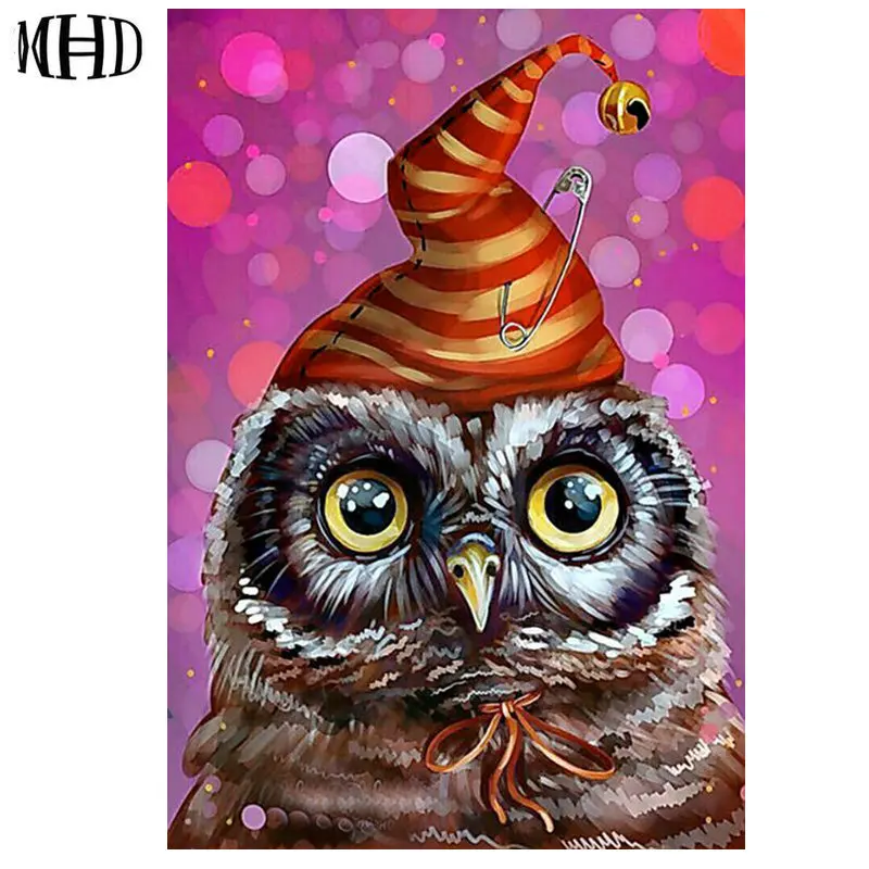 MHD Diamond Embroidery Owl Full &amp Round Rhinestone Marseille Cross Stitch Crystal Decoration Drawn Gift | Дом и сад
