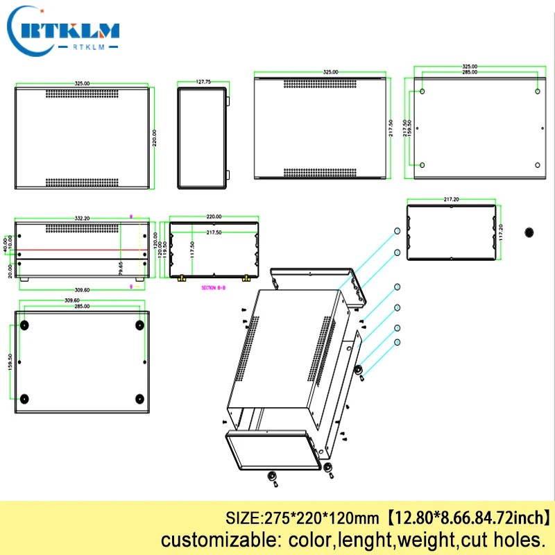  Eisen Projekt gehäuse diy instrument fall PCB design draht verbindung box IP54 Eisen elektrische bo