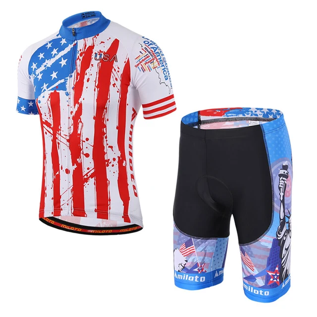 Bicycle Jersey Set America Flag Print Pro Team Men Cycling Clothing