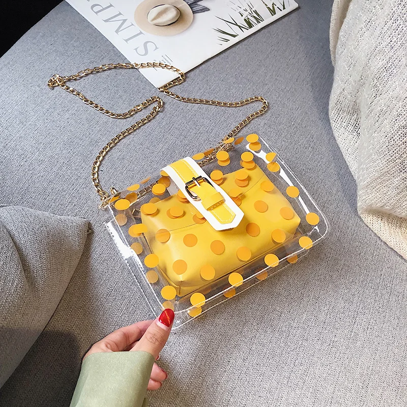 

new Fashion Women Brand Design Small Square Shoulder Bag Clear Transparent PU Composite Messenger Bags New Female Handbags