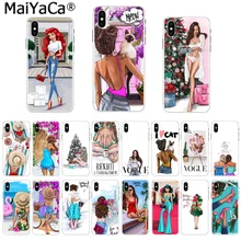 MaiYaCa VOGUE Navidad princesa chica gato negro funda para iphone 11 pro X XS MAX 66S 7 7 7plus 8 8Plus 5S SE XR funda(China)