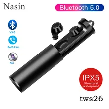 Nasin TWS26, новинка, Bluetooth 5,0, стерео, спортивные наушники, 500 мА/ч, зарядная коробка, наушники, TWS, гарнитура, стерео, для Xiaomi, huawei, iphone