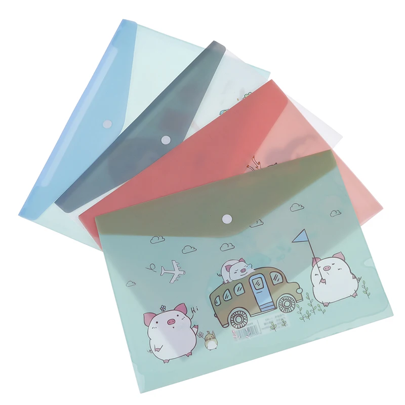 

Kawaii A4 File Folder Paper Bag Multi Pocket Plastic Document Organizer Case Office And School Students Storage Box Stationery