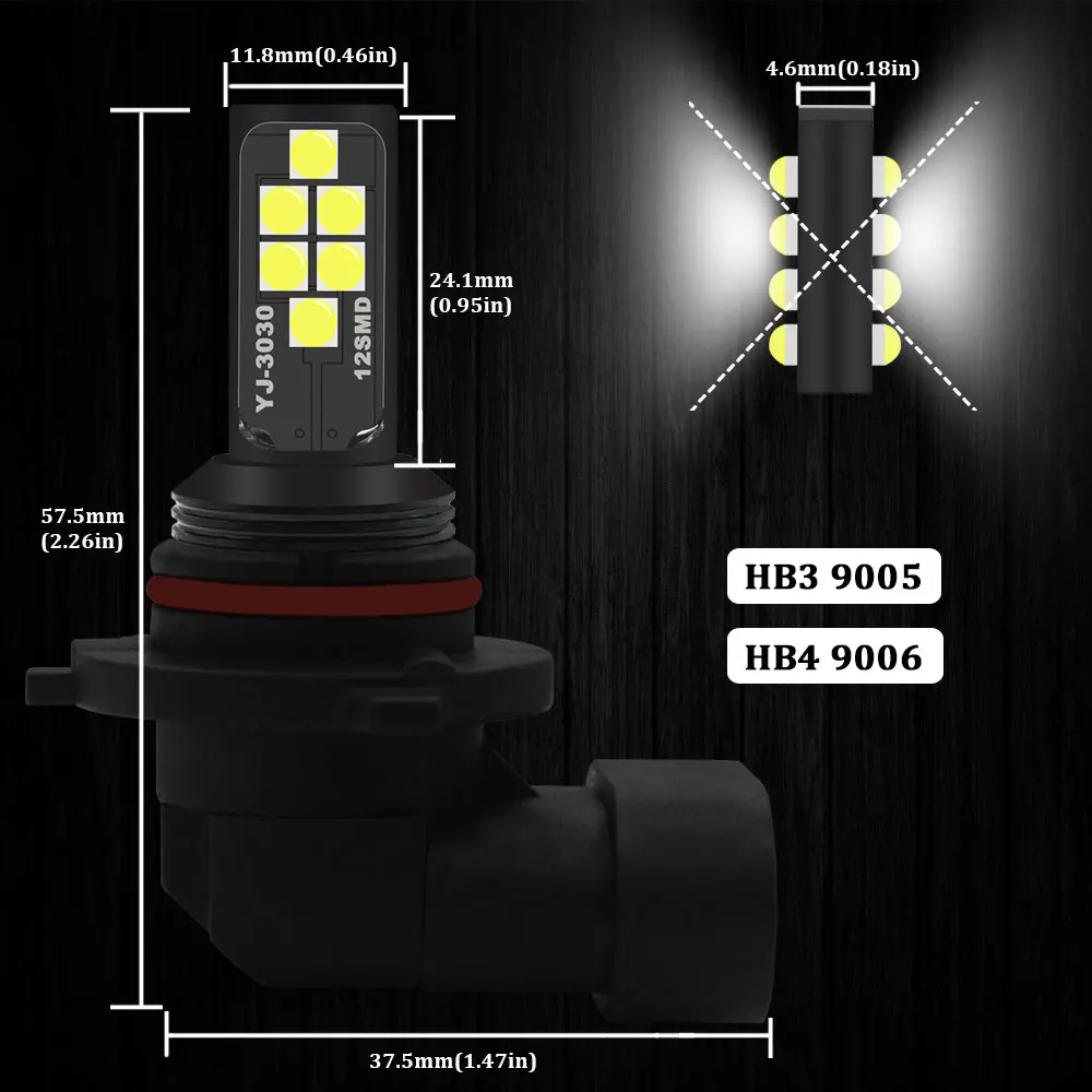 KAMMURI HB4 светодиодный HB3 9005 9006 светодиодный лампочка для машины светодиодный противотуманный фонарь для автомобиля дневные ходовые огни DRL Белый Оранжевый светодиод 12 в авто лампа