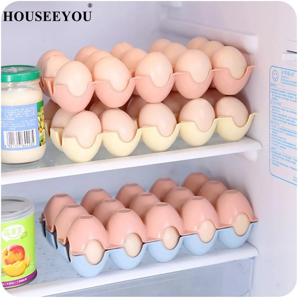 

15 Eggs Kitchen Chicken Egg Storage Box Organizer Refrigerator Storing Egg Container Holder Case Stand Racks Shelf Serving Tray