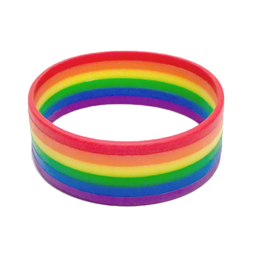 

Silicone Rainbow Pride Bracelet Mutilayered Rubber Gay Lesbian Wristband Jewelry Drop shipping