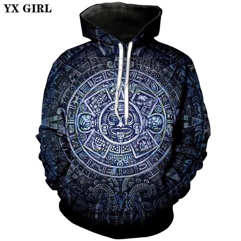 

YX GIRL Drop shipping 2018 New Fashion 3d Hoodie Men Women Hooded Sweatshirt Maya Totem Funny Print Casual pullover