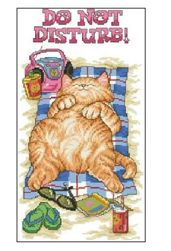 

HIGH quality 14CT Cross Stitch Stitches Embroidery Lazy Sleep Sleeping Cat Do Not Disturb 30x46cm
