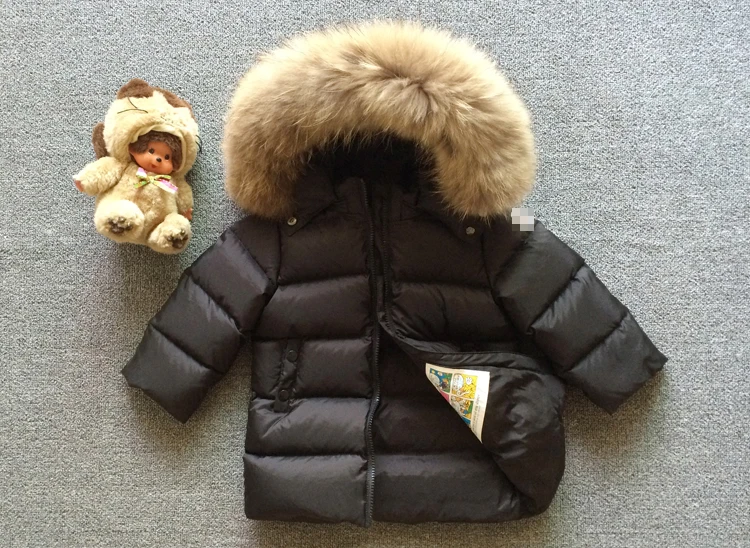 Зимние пуховики для девочек и мальчиков, теплое пальто, детская одежда, зимние костюмы, детская верхняя одежда, большой натуральный мех, куртка с капюшоном