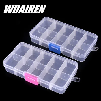 

1Pcs Plastic Clear Fishing track Box with 10 Compartments convenient Fishing Lure Tool Case fishing Tackle Accessories Boxs