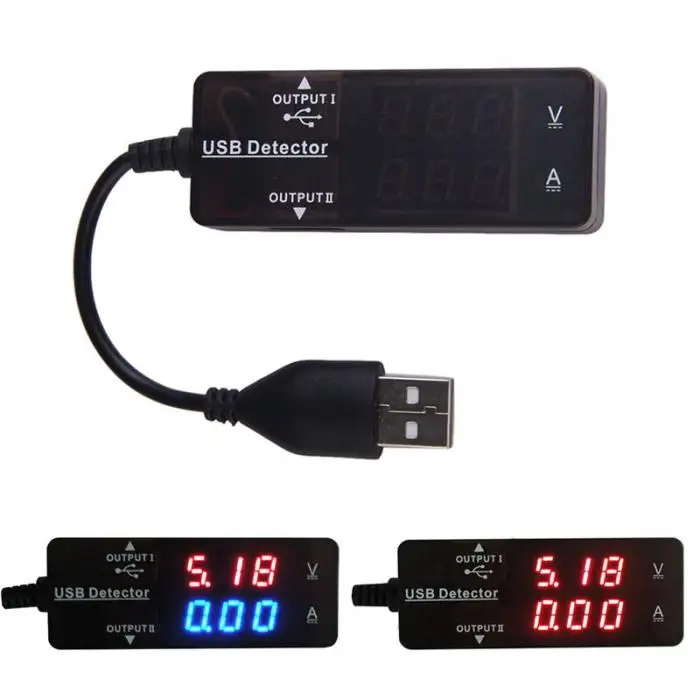 LED Digital USB Detector Voltage and Current Tester Dual Ports for Cell
