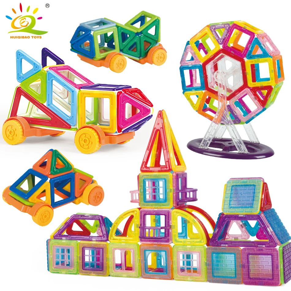 Koop HUIQIBAO SPEELGOED Mini Magnetische Auto bouw Bouwstenen DIY 3D Kinderen Educatief Speelgoed voor kinderen Magnetische Tegels Bakstenen
