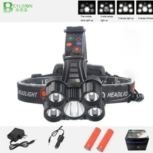 

BEYLSION Led Five Lamps Headlamp Led Cree Xml T6 Black Fishing Hiking Head Torch High Power Headlamps Usb Rechargeable Headlamp