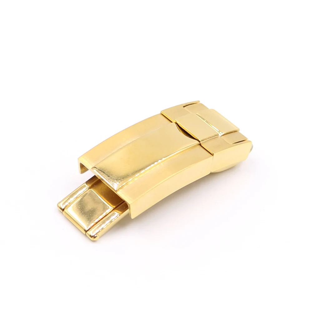 CARLYWET 16m x 9mm Brush Polish Stainless Steel Watch Buckle Clasp Steel For GMT Submariner Bracelet Rubber Leather Band