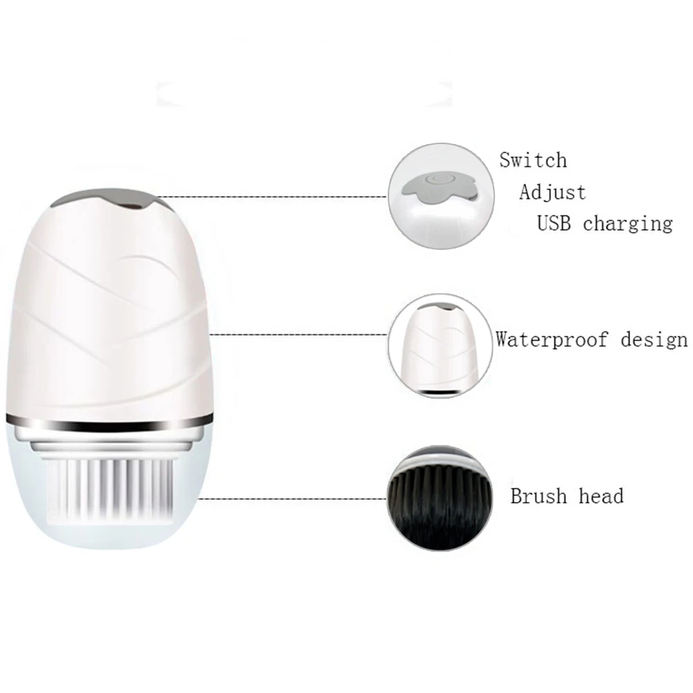 Электрическая Водонепроницаемая щетка для очищения лица глубокое устройство для очистки пор для удаления акне отшелушивающие мягкие чистящие средства Массажер для мытья