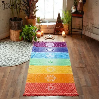 

Wall Tapestry Rainbow Beach Mat Mandala Blanket Wall Hanging Tapestry Stripe Towel Yoga Machine wash Super plush construction