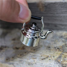 1/12 Миниатюрные аксессуары для кукольного домика, мини металлический чайник, имитация мебели, чайный горшок, кухонные модели, игрушки для украшения кукольного дома