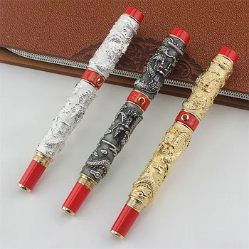 

NEW JINHAO GRAY AND RED FOUNTAIN PEN BROAD NIB TWO DRAGON PLAY THE PEARL WITHOUT ORIGINAL BOX