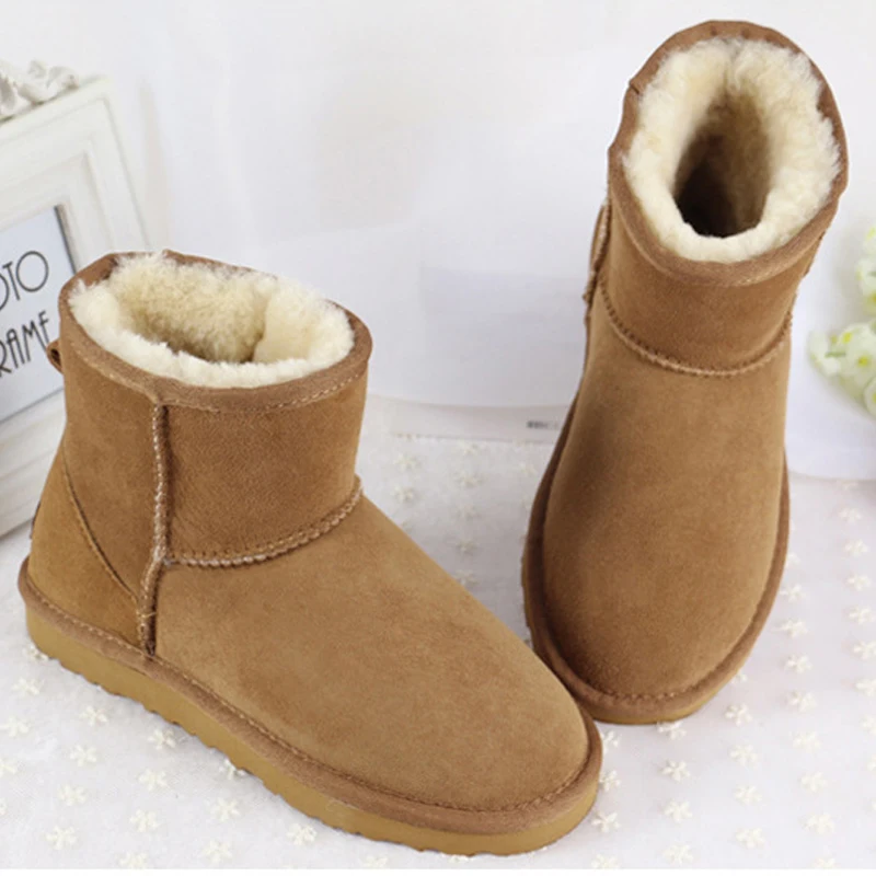Wholesale/retail ! Classic waterproof cowhide genuine leather snow boots warm shoes for women Free shipping
